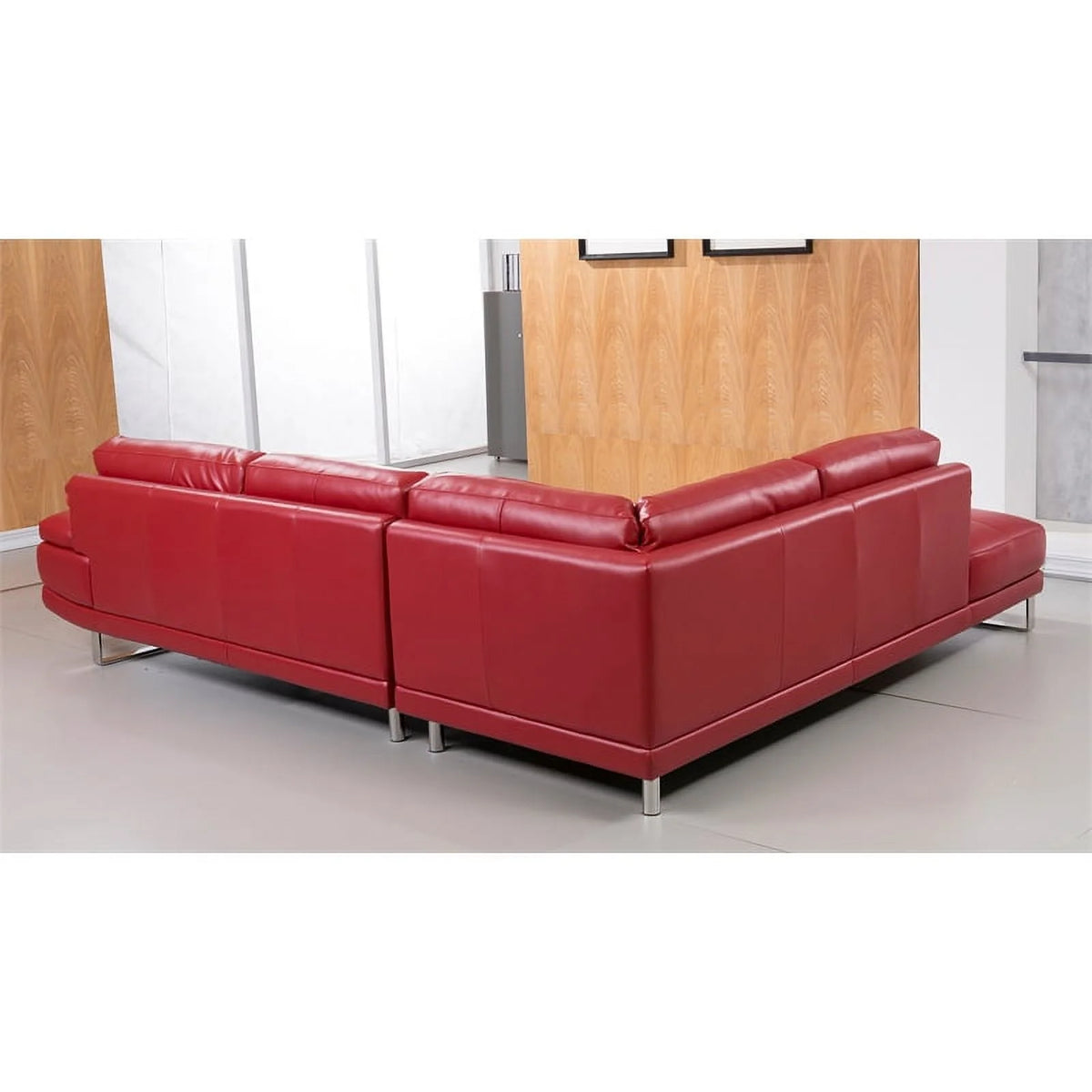 Red Italian Leather Sectional with Left Facing Chaise E453