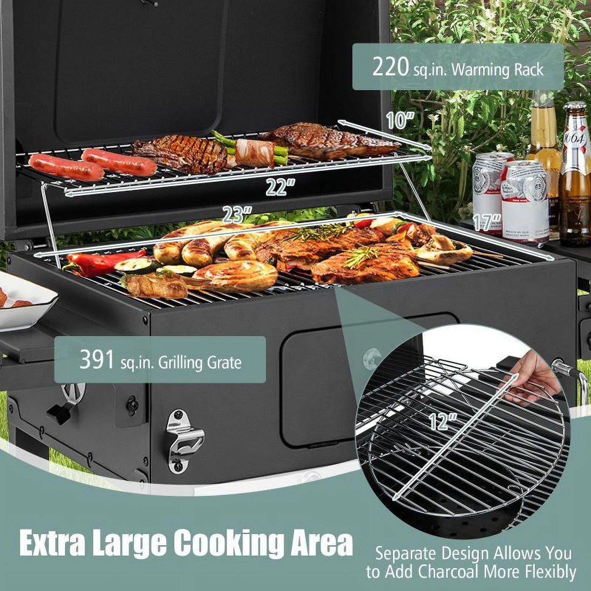 Charcoal Grill with Storage Shelf B557
