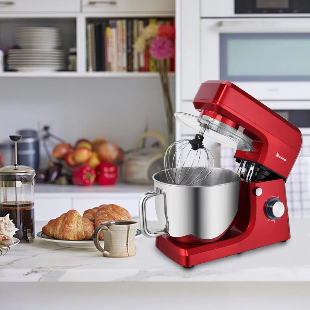 Red 6 Speed Control 7.5QT Electric Stand Mixer with Stainless Steel Bowl Q133462