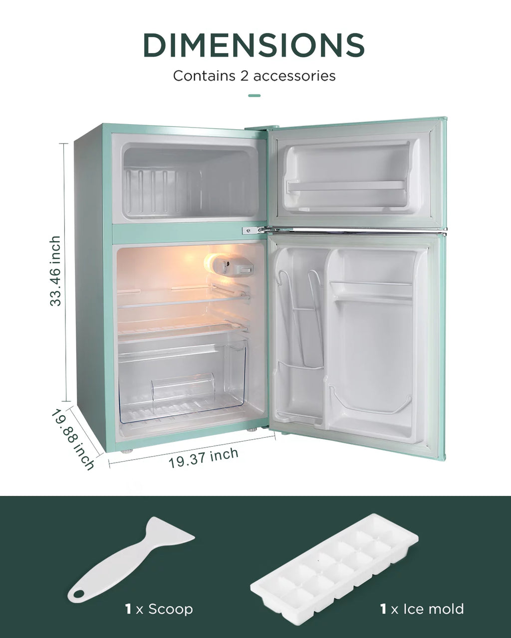 3.2 Cu ft Compact Mini Refrigerator Green Y850123
