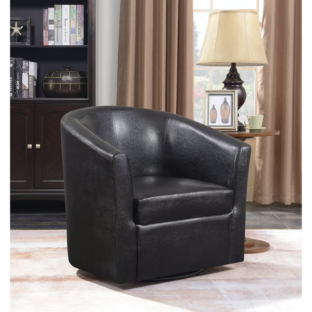 Dark Brown Upholstery Sloped Arm Swivel Accent Chair L351688