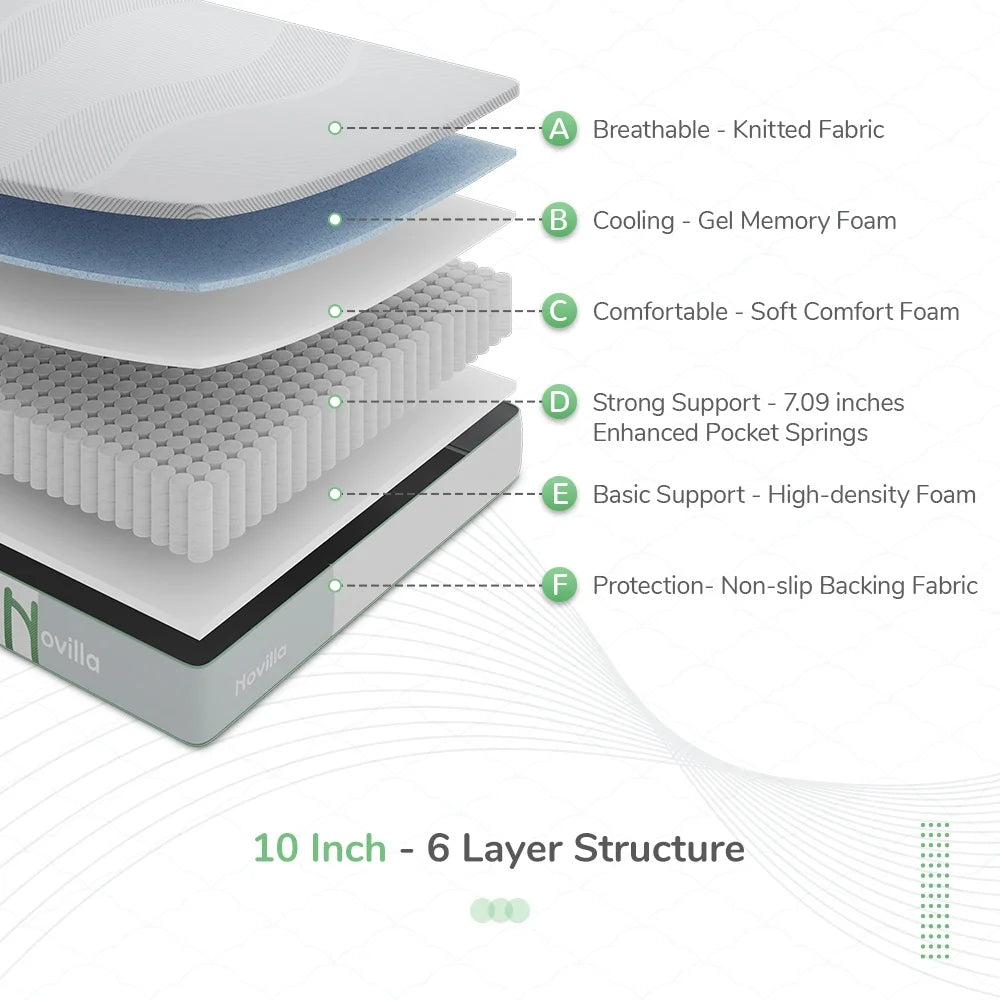 Full Size Pocket Spring Gel Memory Foam Hybrid Mattress H9014