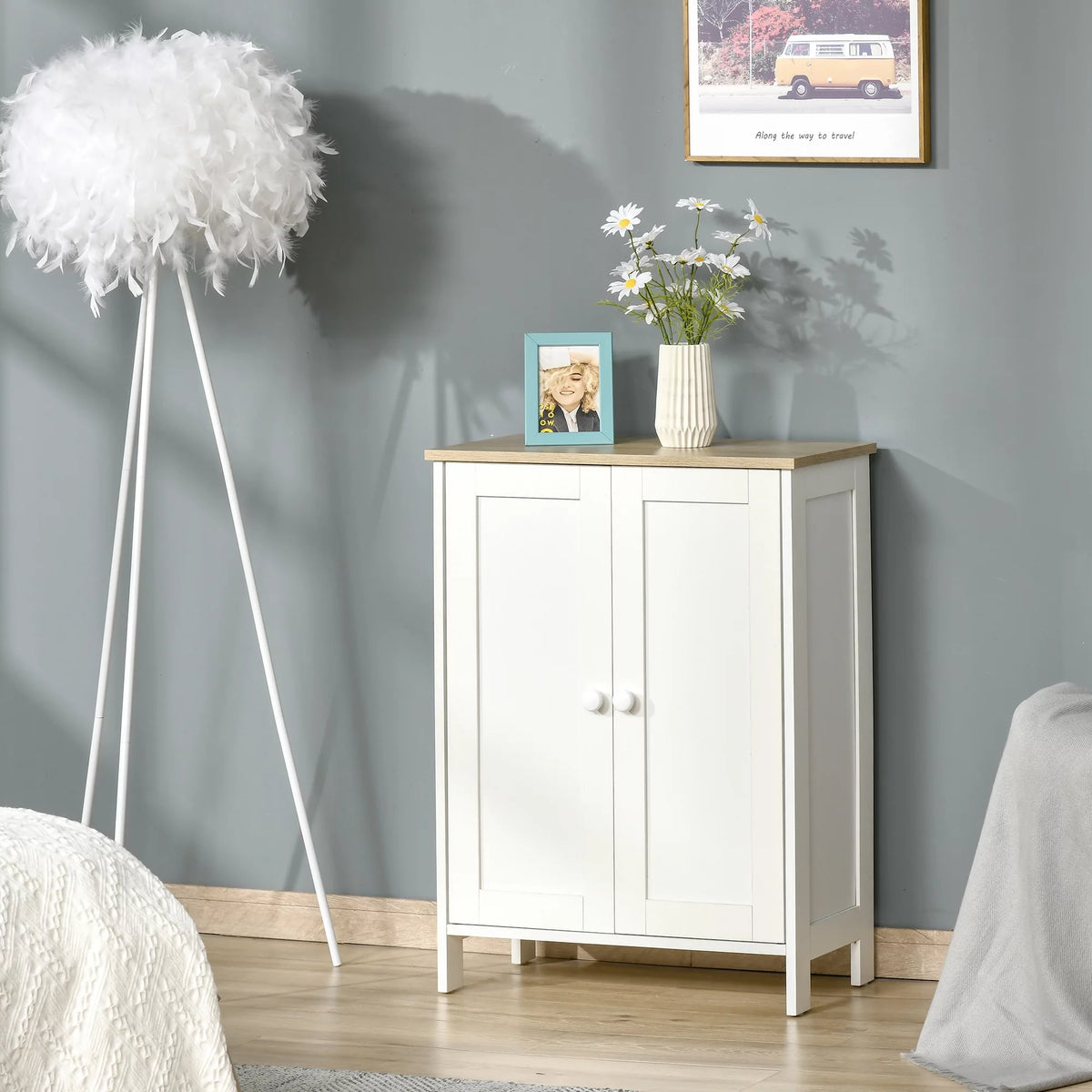 White Storage Cabinet with 2 Adjustable Shelves Z229839