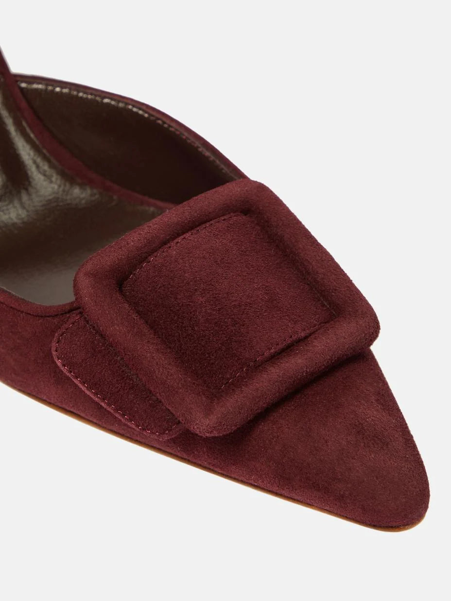 Cow Suede Belt Buckle Pointed Toe Stiletto Heel Pumps G676940