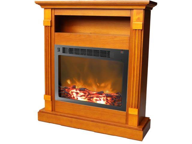 White Fireplace Mantel with Electronic Fireplace Insert J157