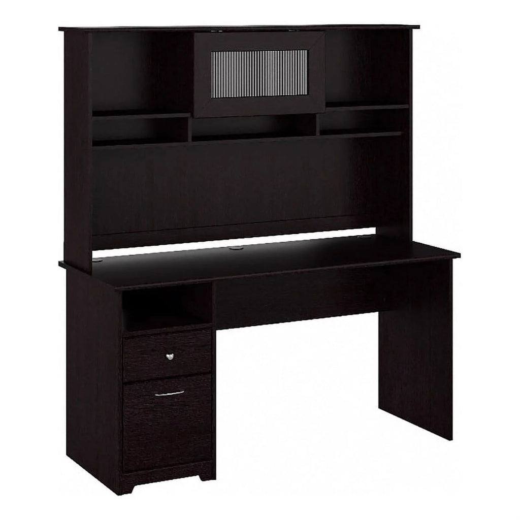 60" Contemporary Wood Desk with Hutch in Espresso Oak M6623