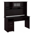60" Contemporary Wood Desk with Hutch in Espresso Oak M6623