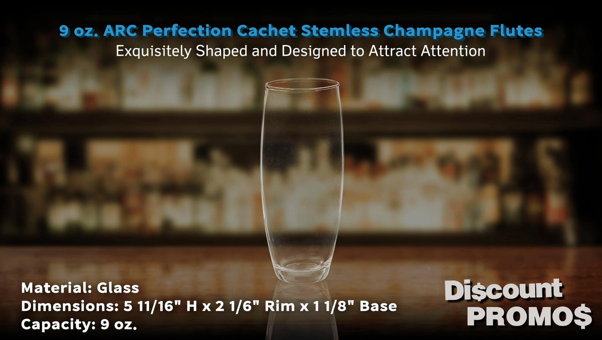 10 ARC Stemless Champagne Flutes Set, 9 oz. Clear J2755