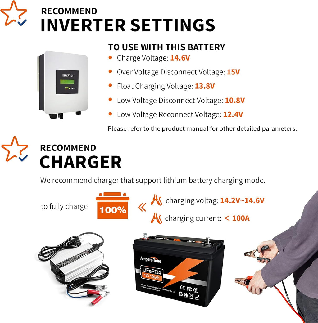 12V 100Ah LiFePO4 Deep Cycle Battery with Built-in BMS F9989