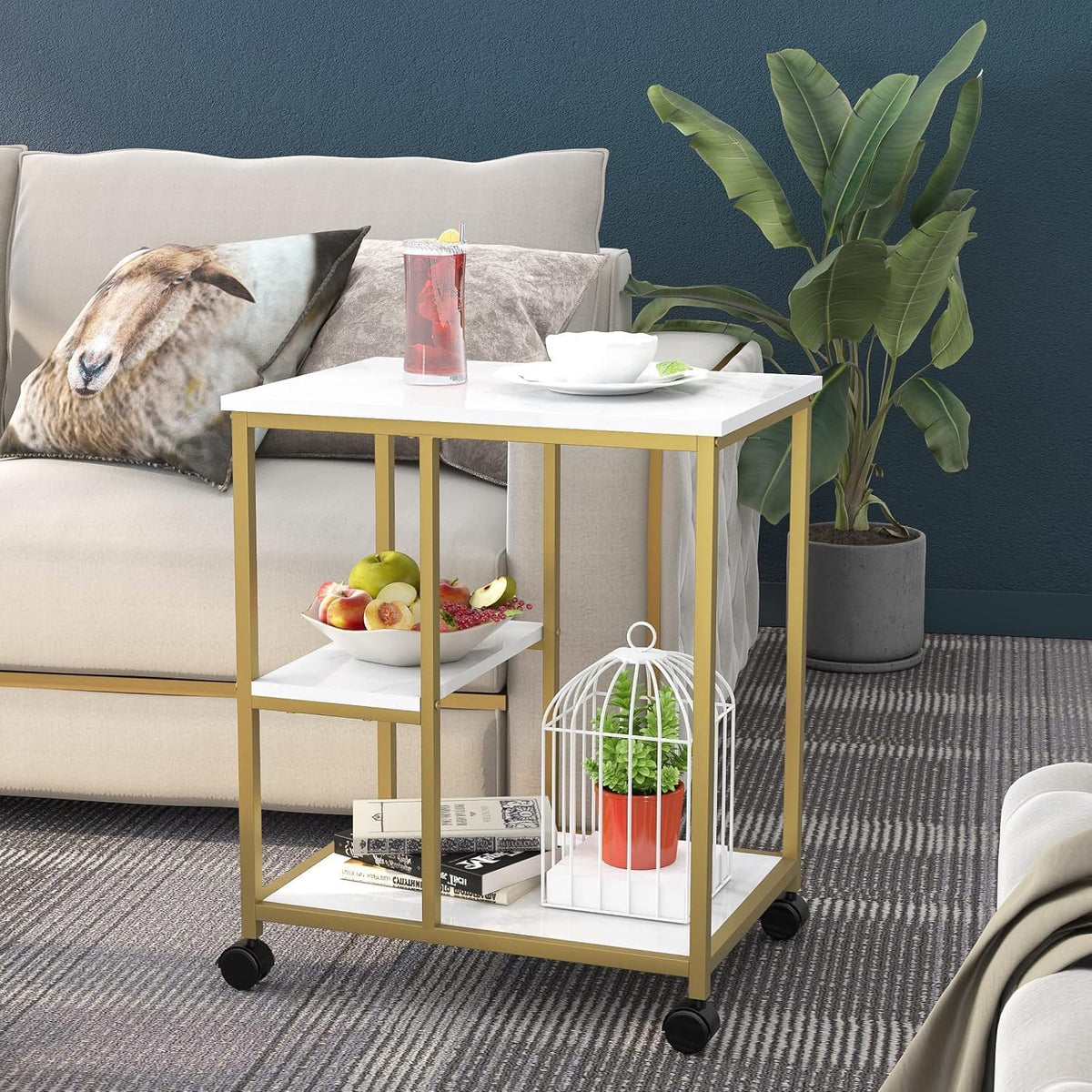 Gold Bar Cart with Shelves U9002
