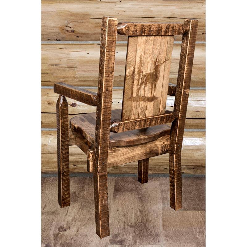 Captain's Chair with Laser Engraved Elk Design X573984