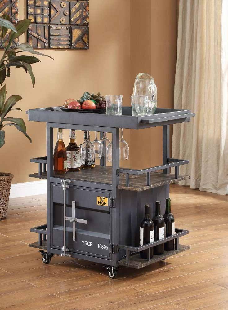 Counter Height Table Antique Walnut Gunmetal H58253