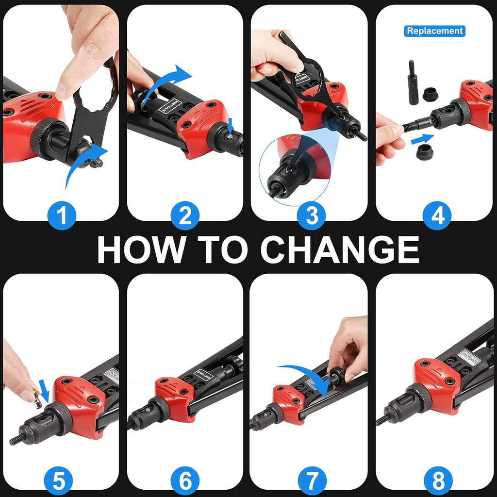 16 Rivet Nut Tool Kit with 11 Mandrels and 110pcs Rivnuts U221217