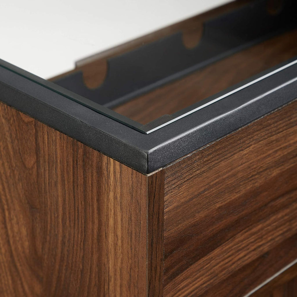 Dark Walnut 24 Inch Wood and Glass Storage Cabinet F591