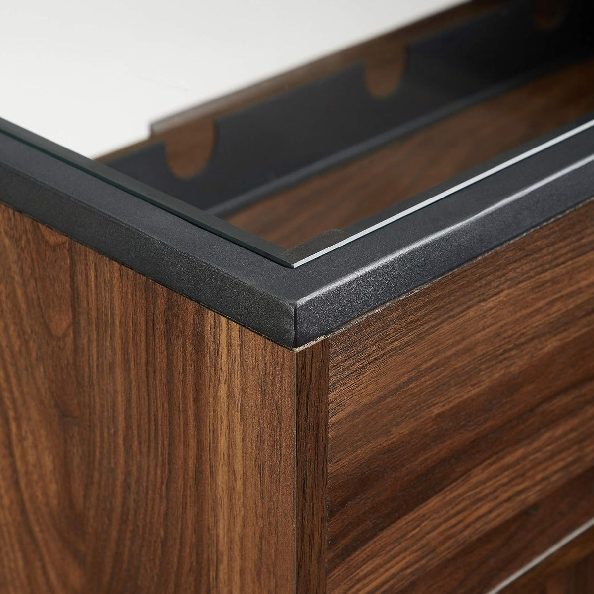 Dark Walnut 24 Inch Wood and Glass Storage Cabinet F591