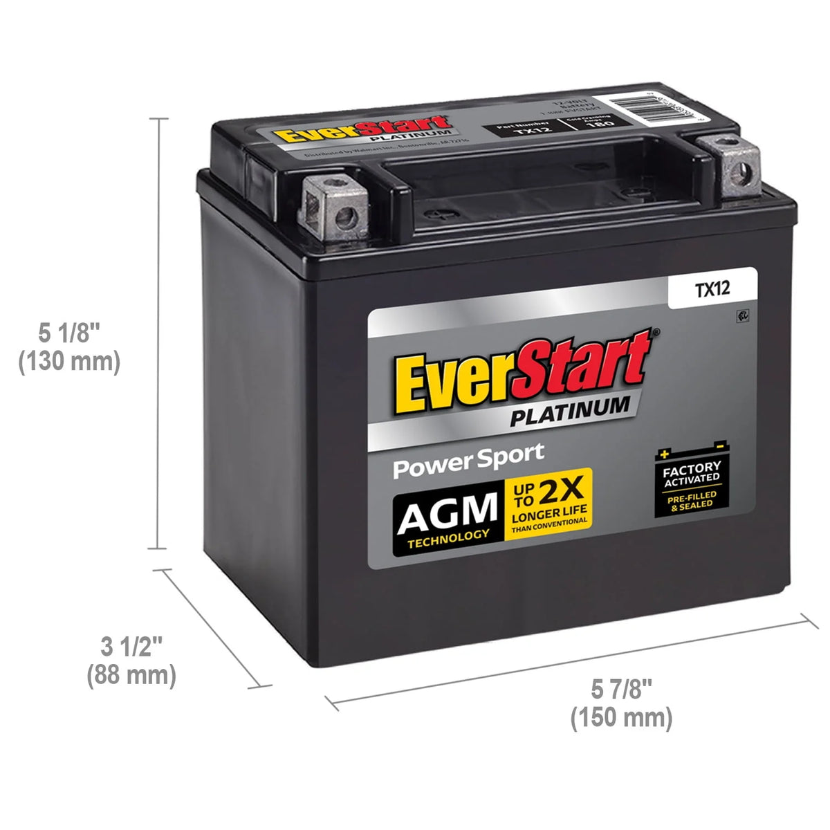 AGM PowerSport Battery Group Size TX12 12 Volt 180 CCA I445