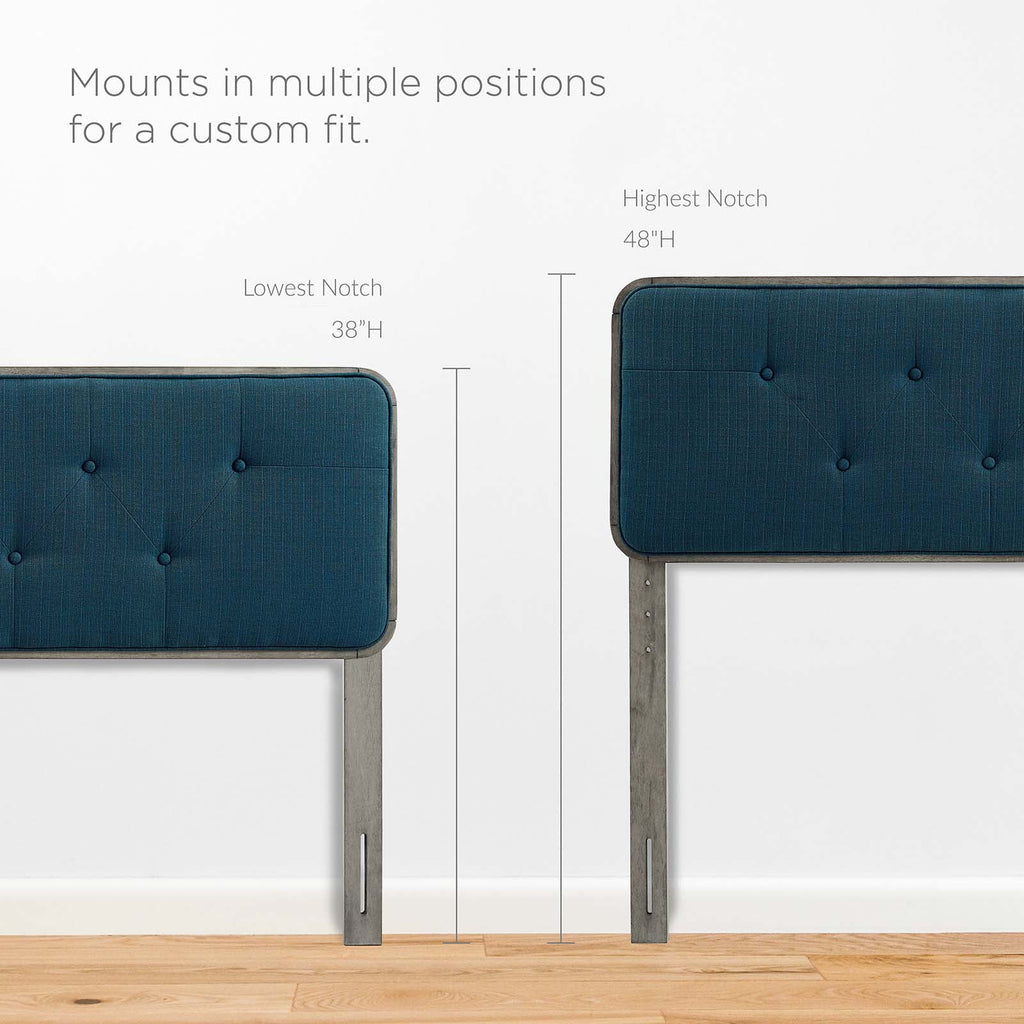 Grey Tufted Fabric Wood Headboard M257