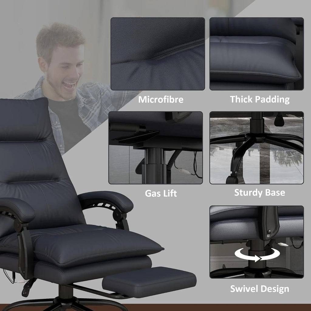 Charcoal Gray Heated Reclining Massage Office Chair with Footrest V535