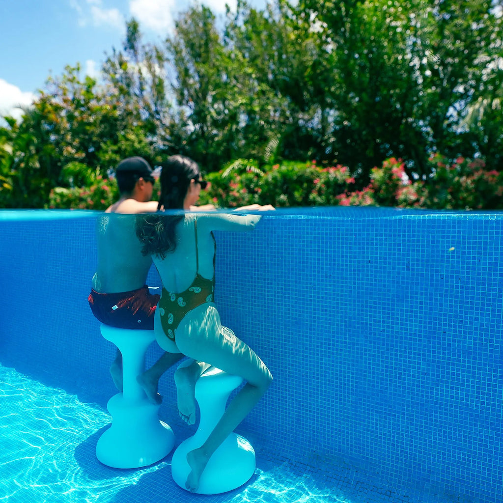 White 30 Inch Submersible Pool Stool with Foot Rest X511056