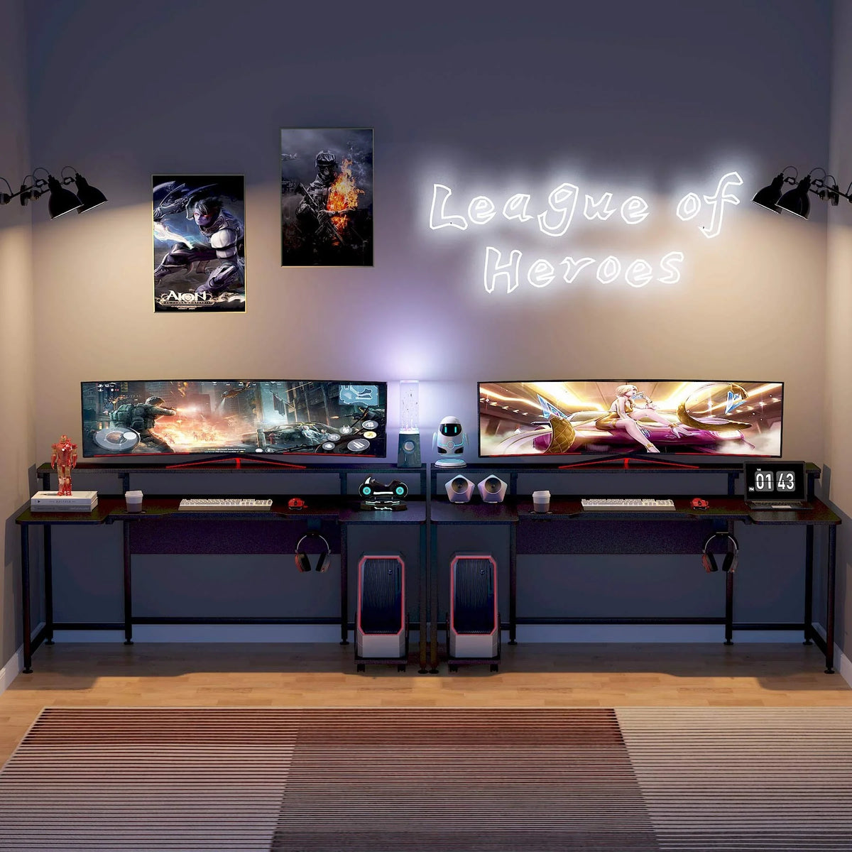 U Shaped Computer Desk with Hutch Z484