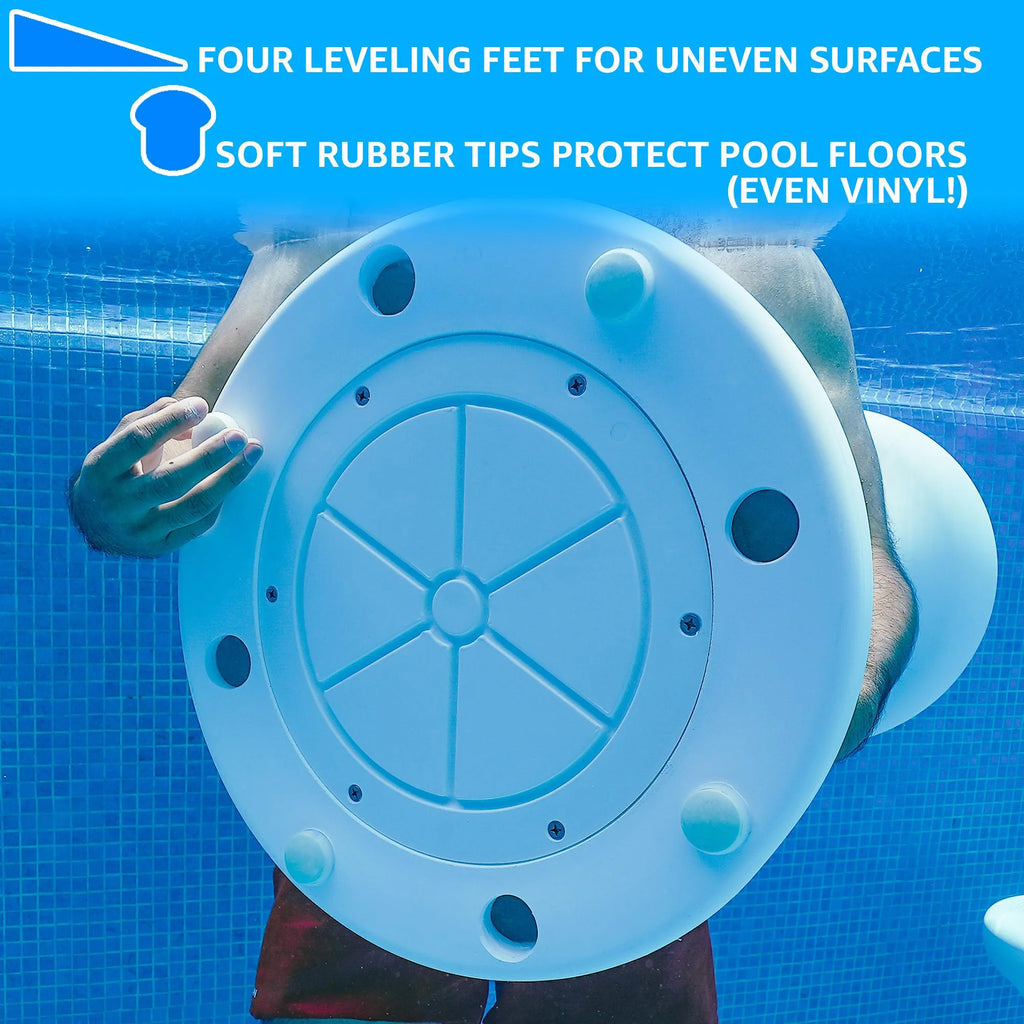White 30 Inch Submersible Pool Stool with Foot Rest X511056