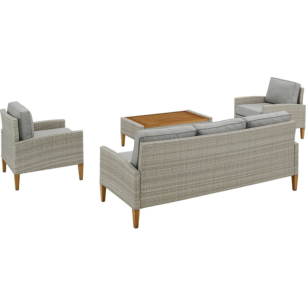 Gray 4Pc Sofa Set with Coffee Table and 2 Armchairs U558