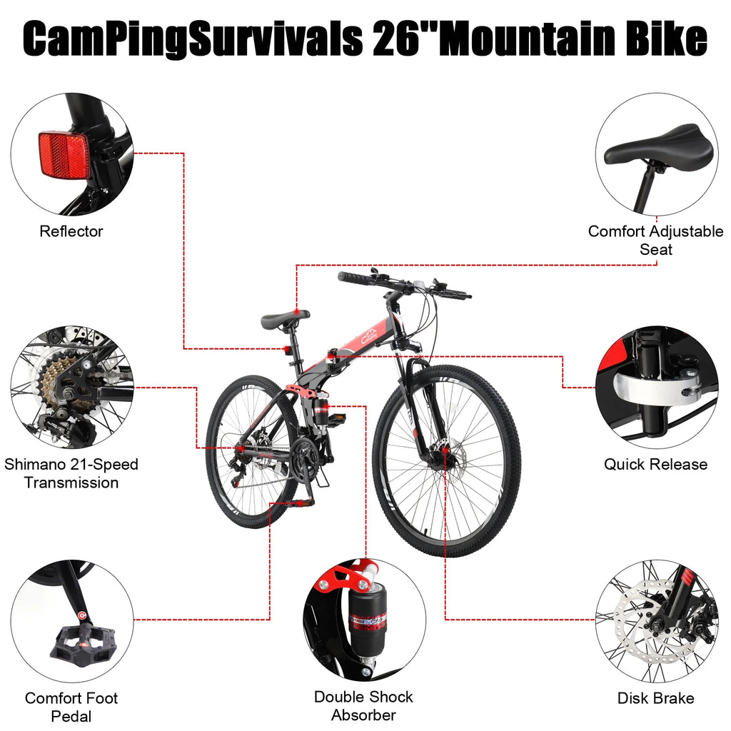 Folding 21 Speed 26 Wheel Steel Frame Mountain Bike N42467