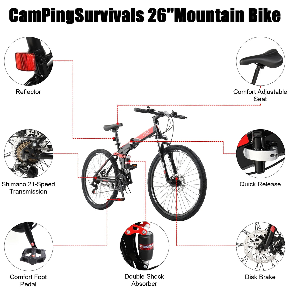 Folding 21 Speed 26 Wheel Steel Frame Mountain Bike N42467
