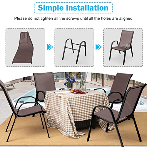 4 Pieces Stackable All Weather Patio Dining Chairs Set with Armrests W969938