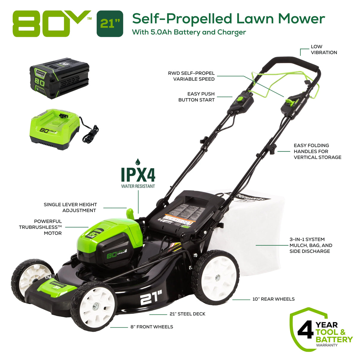 80V 21 Self Propelled Mower O181685