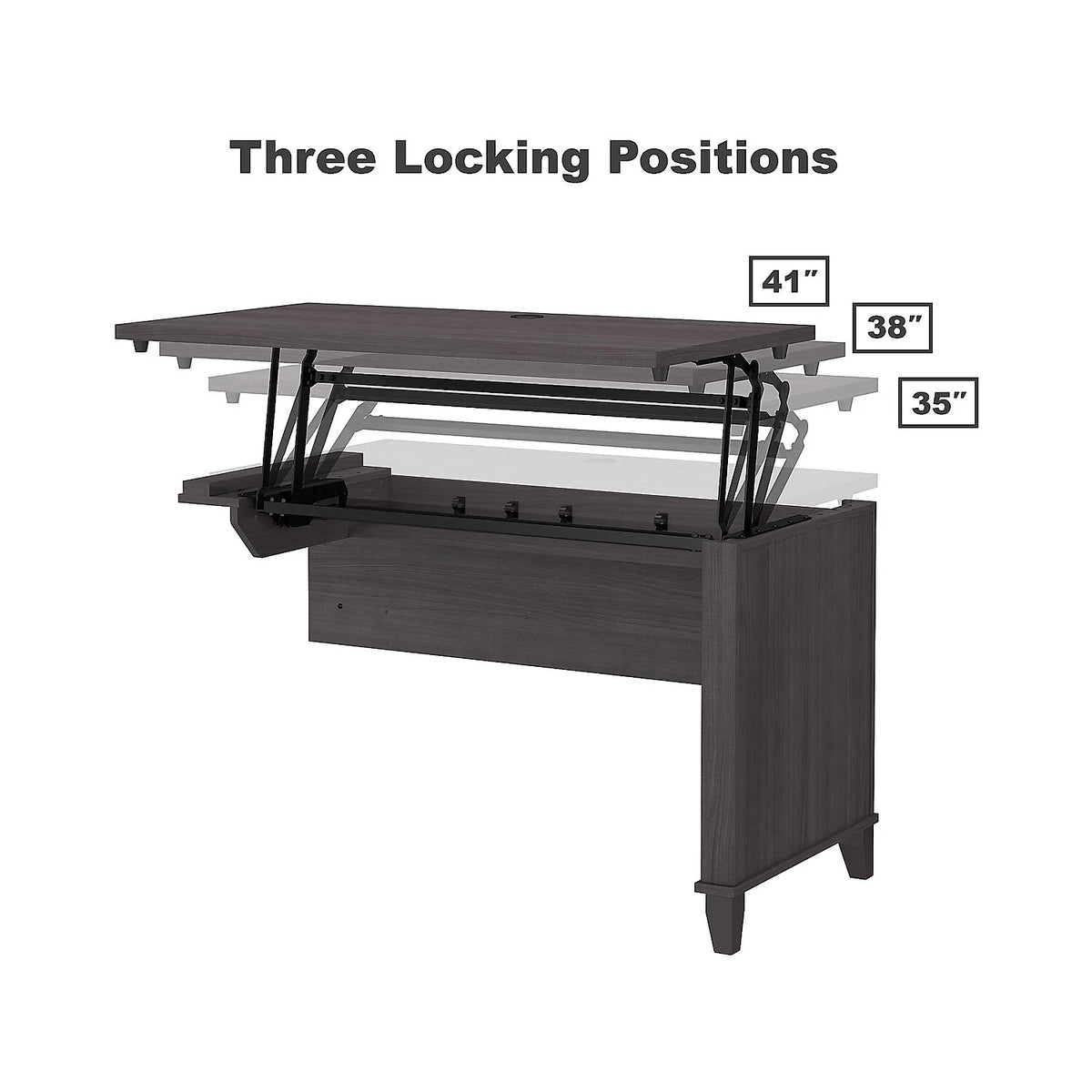 72W Sit to Stand L Desk with Hutch in Storm Gray S9480