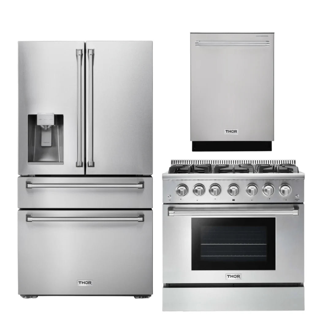 36 Gas Range, Refrigerator with Water and Ice Dispenser, Dishwasher M5392