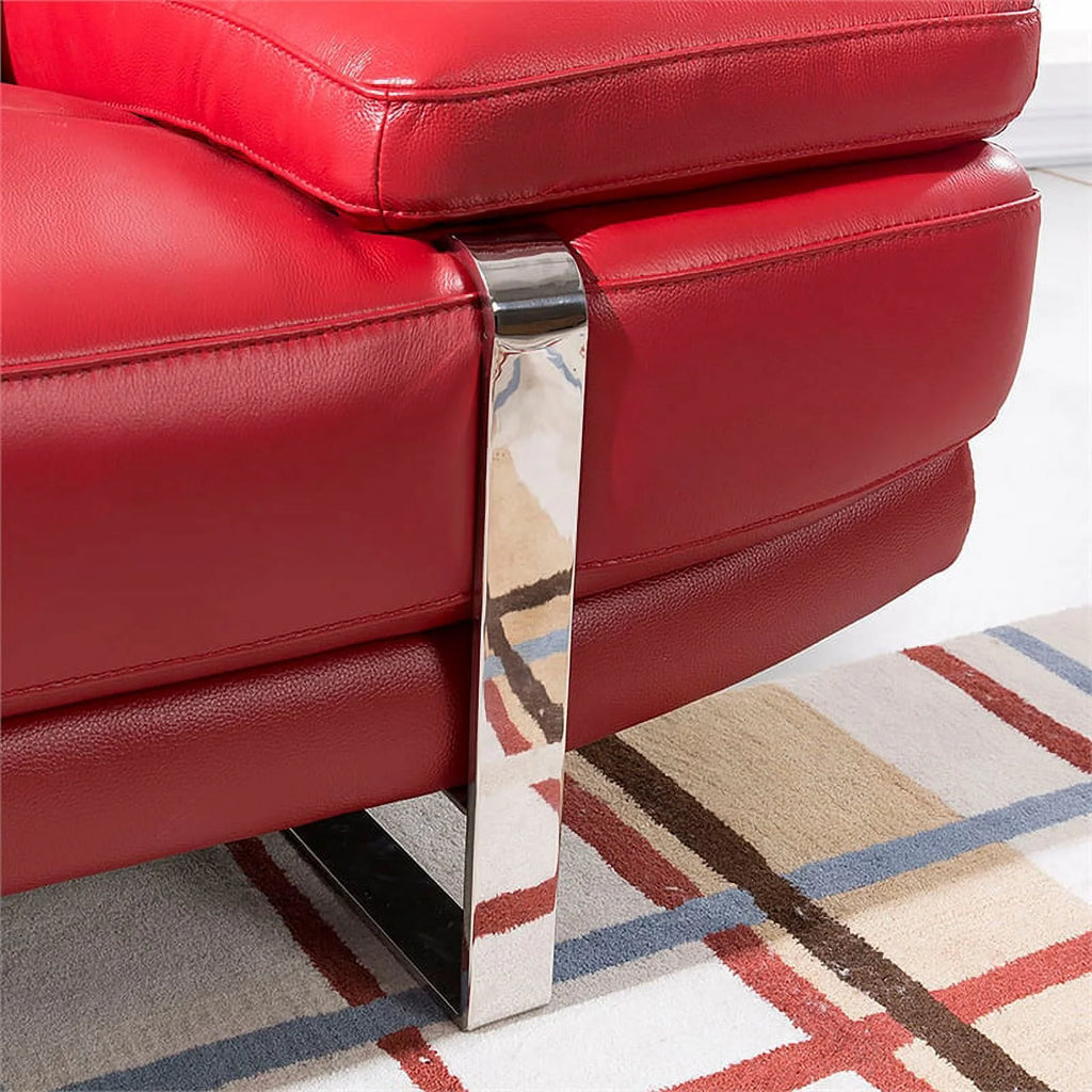 Red Italian Leather Sectional with Left Facing Chaise E453