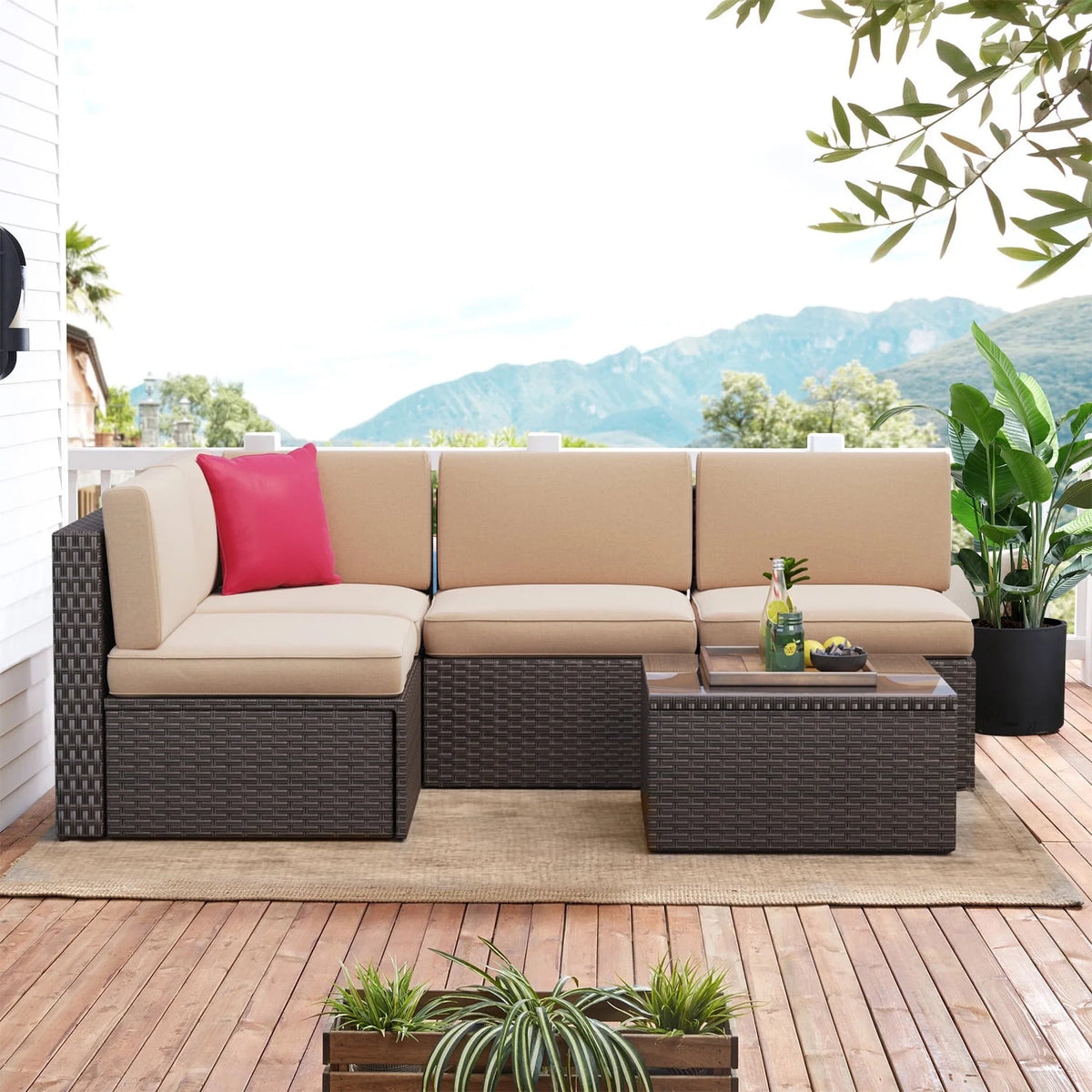 8 PCS Outdoor Patio Furniture Set with Fire Pit Table M880280