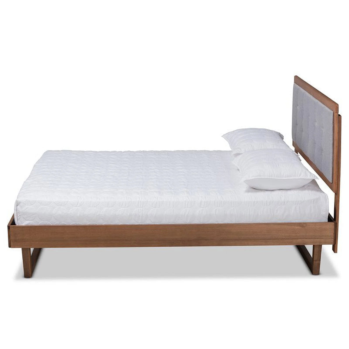 Gray Upholstered Wood King Size Platform Bed M873