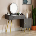 Black Vanity Desk with Lighted Mirror and Drawers R85421