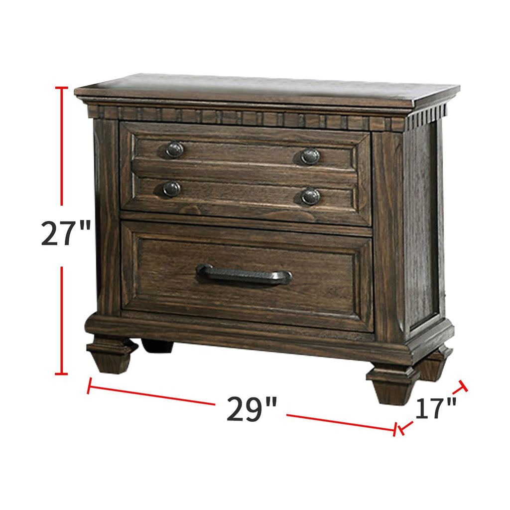 2-Drawer Wood Nightstand N1041