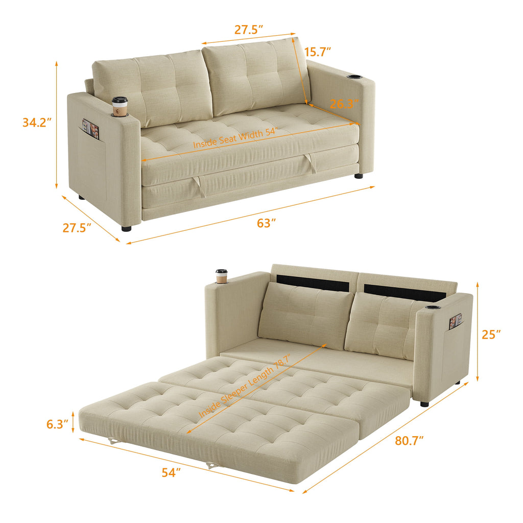 Beige Full Size Futon Sofa Bed K793108