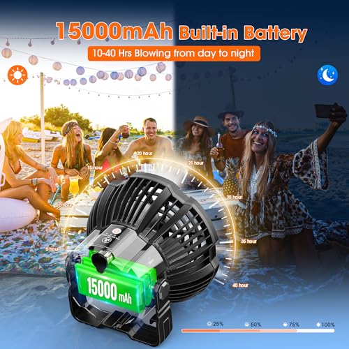 15000mAh Portable Camping Fan with Lantern J982055