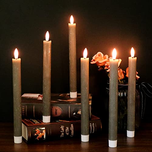 Flameless Ivory Taper Candles with Remote, Battery Operated Led 3D Wick Real Wax Pack of 6 I7998