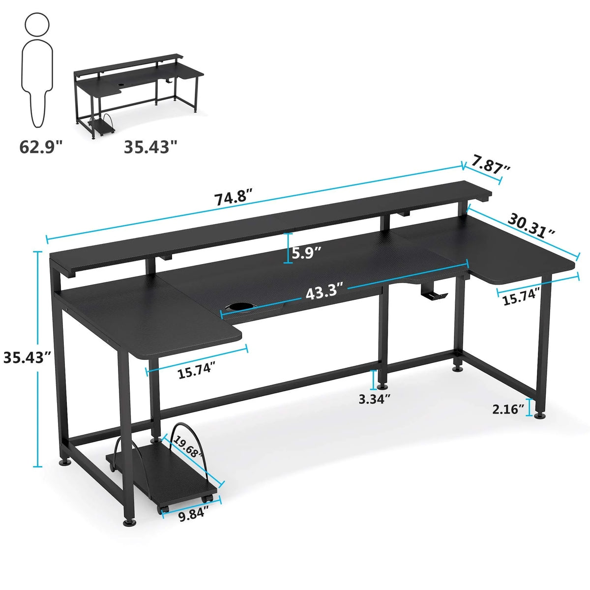 U Shaped Computer Desk with Hutch Z484