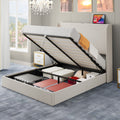 King Size Lift-Up Storage Bed with Charging Station and Wingback Headboard Z5709