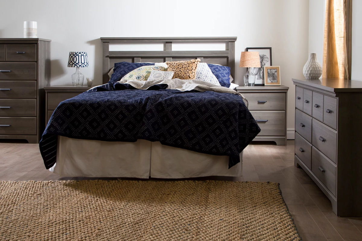 Gray 6 Drawer Double Dresser and 2 Drawer Nightstand S962