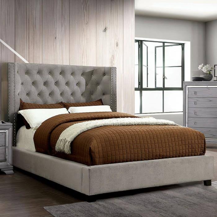 Gray Transitional Queen Bed W87969