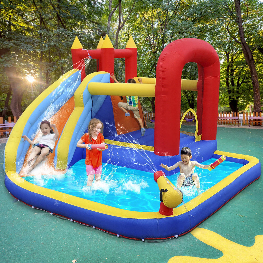 Inflatable Water Slide Bounce House with Pool, Basketball Hoop, Air Blower N65039