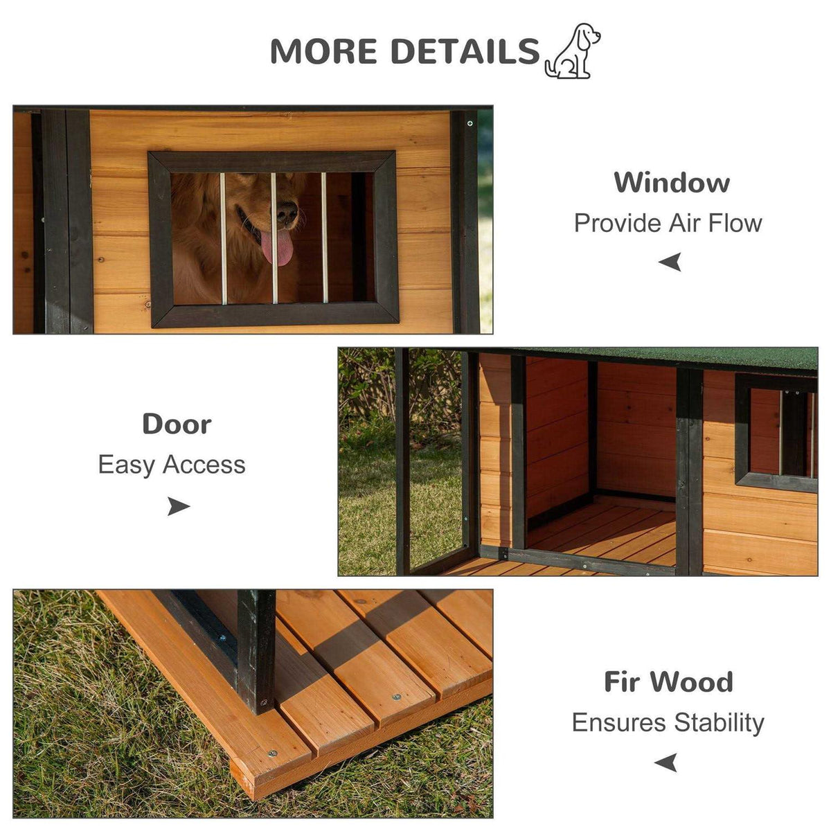 Wooden Raised Dog House with Asphalt Roof B531224