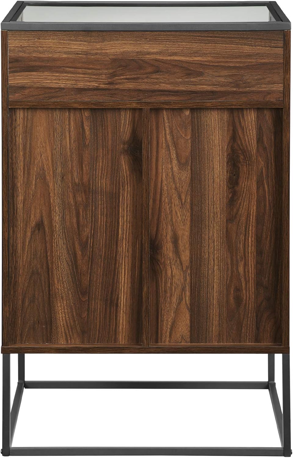 Dark Walnut 24 Inch Wood and Glass Storage Cabinet F591