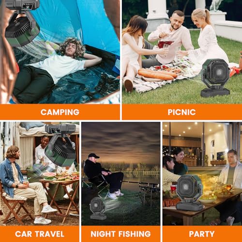 Portable Rechargeable Camping Fan with LED Lantern Z7915