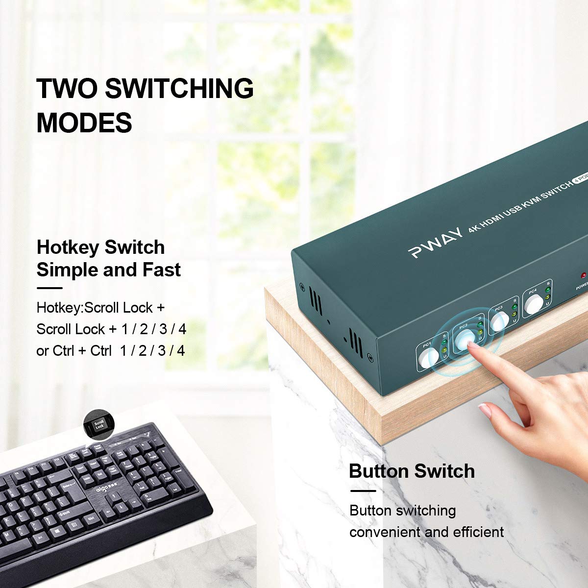 HDMI KVM Switch Dual Monitor 4 Port 4K@30Hz P898
