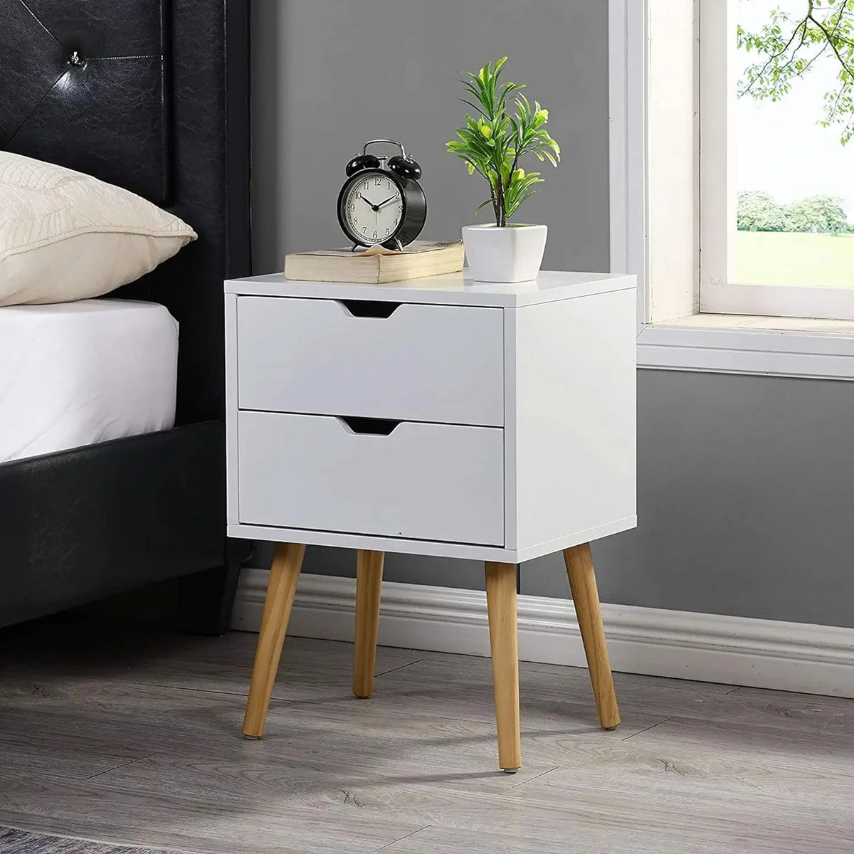 White Storage Drawer Nightstand Set Of 2 S6164